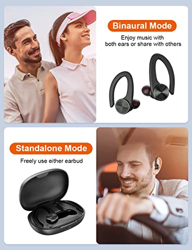 TTQ [Upgrade] Wireless Earbuds Bluetooth Headphones, Bluetooth 5.2 Sport Headphones, 80H Play Back, IPX7 Waterproof Over-Ear Buds with Earhooks Built-in Mic Headset for Sports Running Workout Gaming