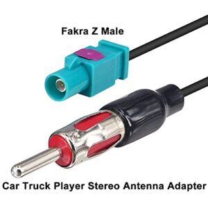 onelinkmore Car Antenna Universal Vehicle Radio Stereo AM & FM Antenna Connector Cable Fakra Z Male Female to DIN Plug Connector Cable for Car Stereo Audio HD Radio Head Unit CD Media Player Receiver