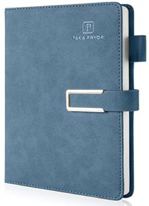 taka pryor journal notebook lined, hardcover magnetic closure, personal professional notebooks, with pen loop，medium 5.7 x 8.3 inches, 120 gsm paper gifts blue ruled