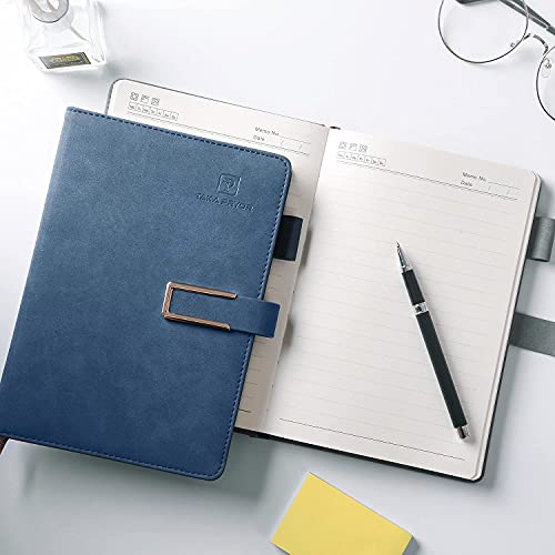 TAKA PRYOR Journal Notebook Lined, Hardcover Magnetic Closure, Personal Professional Notebooks, with Pen Loop，Medium 5.7 x 8.3 inches, 120 GSM Paper Gifts Blue Ruled