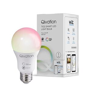 qivation tio2 e26 smart led light bulb 8w 800lm with 24/7 air purification, blt+wifi smart bulb, rgb full color, compatible with alexa & google assistant, no hub required