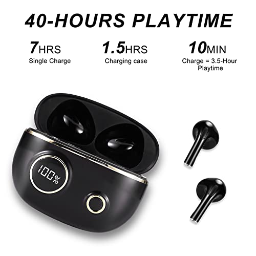 LHBHT Bluetooth Wireless Earbuds,Noise Cancelling True Wireless Earbuds,Touch Control Earbud & in-Ear Earbuds,Earbuds Includes Compact Type C Charging Case Fast Charging,Perfect for Work Travel Sport