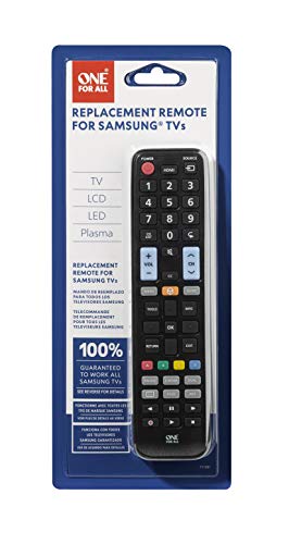 One For All Samsung TV Replacement Remote – Works with All Samsung TVs (LED, LCD, Plasma) – Ideal TV Replacement Remote Control with Same Functions as The Original Samsung Remote - Black – Urc1810