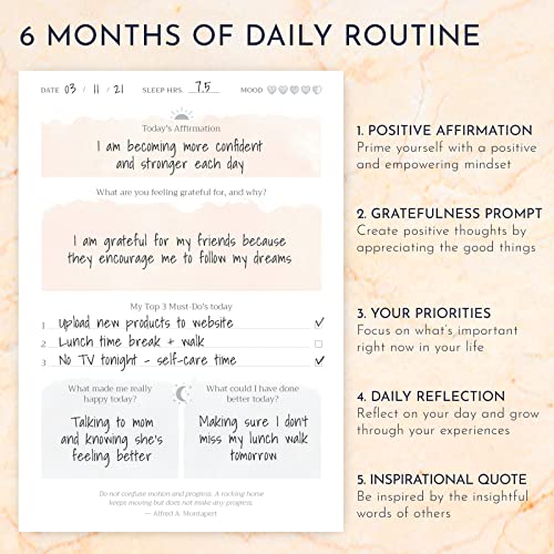 Gratitude Journal for Women - 5 Minute Journal a Day for Positivity and Mindfulness - Guided Journal with Prompts, Affirmation Journal, Mindfulness Journal for Women, Daily Journal for Self Care