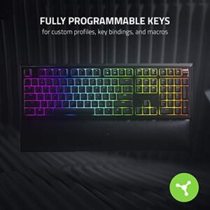 Razer Ornata V2 Gaming Keyboard: Hybrid Mechanical Key Switches - Customizable Chroma RGB Lighting - Individually Backlit Keys - Detachable Plush Wrist Rest - Programmable Macros