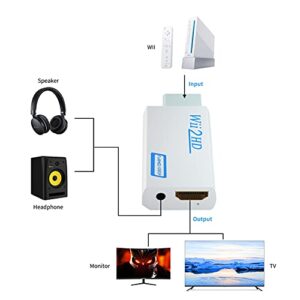 BolAAzuL Wii to HDMI Converter Wii to HDMI Adapter, Wii 2 HDMI Connector White Wii in HDMI Out Video Converter & 3.5mm Audio Output for Wii to HDMI HDTV Out