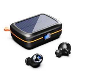 abfoce wireless earbuds enc noise cancelling, tws bluetooth 5.1 headphone, 160h playtime, ipx6 waterproof, with solar charging case and usb-c fast charge, hi-fi stereo sound earphone for sport/work