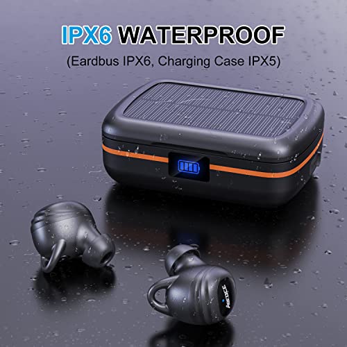 ABFOCE Wireless Earbuds ENC Noise Cancelling, TWS Bluetooth 5.1 Headphone, 160H Playtime, IPX6 Waterproof, with Solar Charging Case and USB-C Fast Charge, Hi-Fi Stereo Sound Earphone for Sport/Work