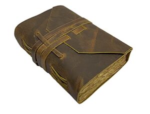 ruzioon (7” x 5”) leather journal writing notebook – vintage leather-bound journal with deckle edge paper – sketchbook – travel diary – leather journals