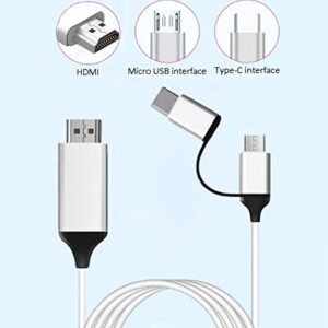 JUEJUEZI USB Type C Micro USB to HDMI Cable 2 in1, MHL 1080P Phone to TV Mirroring Projection&Charge Cable, for All Android Smartphones Tablets to TV Projector Monitor, 1.8m/6FT