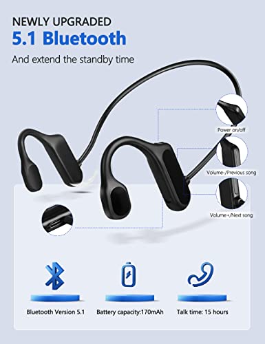 Bone Conduction Earphone -Wireless Bluetooth Headphones- Open Ear Headphones- Sports Bluetooth Headset - Sweatproof for Running and Workouts