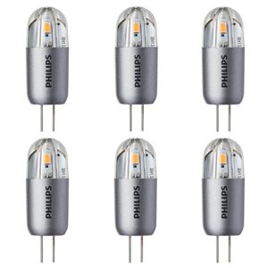 philips led t3 capsule non-dimmable 12-volt accent light bulb: 105-lumen, 3000-kelvin, 1.2-watt (10-watt equivalent), g4 base, bright white, 6-pack