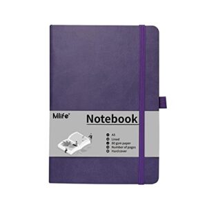 mlife a5 lined journal notebook, college ruled notebook, 196 pages, 5.75 * 8.38 inches, hardcover notebook for work, journals for writing (1pack purple)