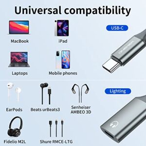 USB-C to Lighting Audio Adapter Cable,USB Type C Male to Lighting Female Headphones Cable Converter Compatible with iPad Pro 2021 MacBook Samsung Galaxy S23 S22 S21 S20+,(Does not Support Charging)