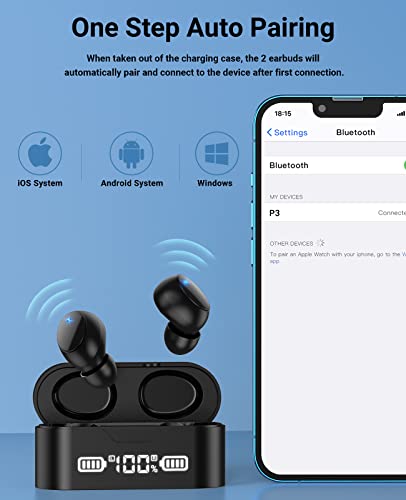 FEANS Wireless Earbuds P3 Bluetooth 5.3 Call Noise Cancelling Earbuds in Ear Headphones with Microphones LED Digital Display IPX5 Waterproof Earbuds for iPhone Android PC Laptop Sport Workout