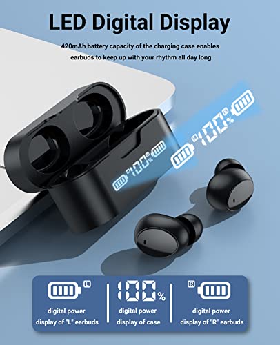 FEANS Wireless Earbuds P3 Bluetooth 5.3 Call Noise Cancelling Earbuds in Ear Headphones with Microphones LED Digital Display IPX5 Waterproof Earbuds for iPhone Android PC Laptop Sport Workout