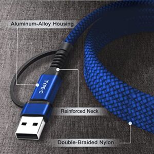 Basesailor USB C to USB C 100W Cable 10FT with USB Adapter,Nylon Fast Charging PD Charger Cord for MacBook Pro Mac,iPad 10 Air 5 4 Mini 6,Google Pixel,Steam Deck,Samsung Galaxy Note 20,S23 S20 S21 S22