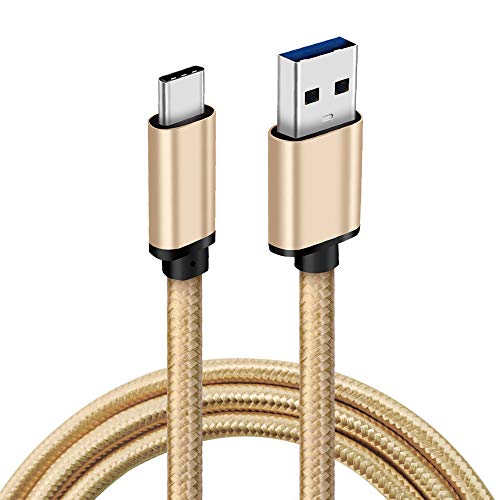 CBUS 6ft Heavy-Duty Braided Fast Charging Cable USB-C to USB-A Compatible with iPad Air, iPad Pro (2022/2021/2020), Samsung Galaxy Tab S8/S8+, S7 FE, S7/S7+, S6/S6 Lite (Beige Gold)