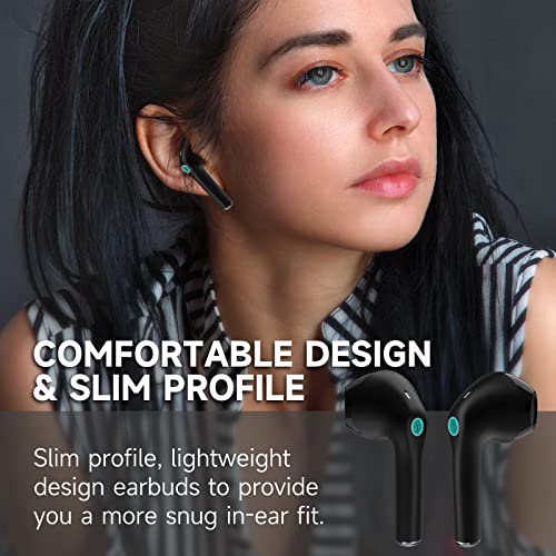 Wireless Earbuds Bluetooth 5.3 Headphones Deep Bass in-Ear Earphones Premium Sound with Mic Wireless Charging Case for iPhone, Samsung, Android Smartphone Laptop Sports