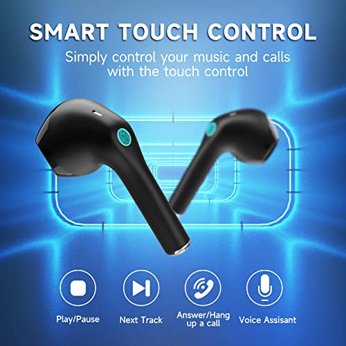 Wireless Earbuds Bluetooth 5.3 Headphones Deep Bass in-Ear Earphones Premium Sound with Mic Wireless Charging Case for iPhone, Samsung, Android Smartphone Laptop Sports