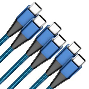 fastdot usb c to usb c cable, [6.6ft+6.6ft+6.6ft] 3 packs, 100w c to c cable, usbc type c charging charger cord compatible with samsung galaxy s22, macbook air/pro, ipad pro and more, blue