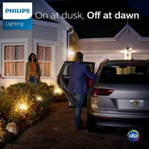 Philips LED 466565 BC8A19/AMB/827/ND D2D 120V 4/1 60 Watt Equivalent Soft White Dusk-Till-Dawn Indoor/Outdoor A19 LED Light Bulb, 4 Pack