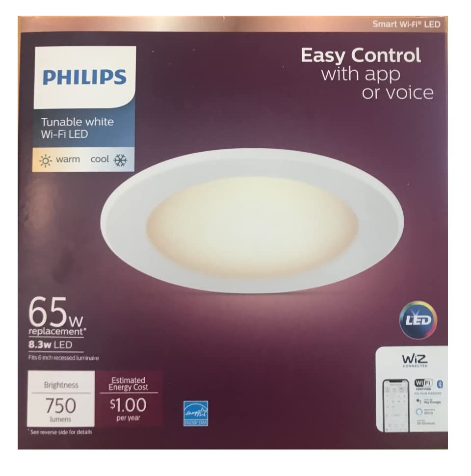 Philips Tunable White 5/6 in. LED 65W Equivalent Dimmable Smart Wi-Fi Wiz Connected Recessed Downlight Kit