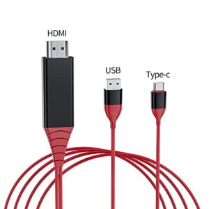 Blue Union Type C to 4K HDMI Cable Adapter 6.6FT (USB A Port is for Charging Only), High Speed HDMI Cable, 3840x2160@30 Hz, Phone to TV Mirroring Cable for Laptop, Monitor, Fire TV