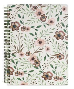 steel mill & co cute green mini spiral notebook, 8.25″ x 6.25″ journal with durable hardcover and 160 lined pages, woodland floral