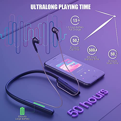 RYNDAO Wireless Earbuds Bluetooth Headphones 100hrs Play Back Sport Earphones Over-Ear Buds with Earhooks Built-in Mic Bluetooth 5.0Headset for Workout Running, for iPhone/Samsung/iOS/Android