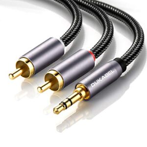 DUKABEL RCA to 3.5mm, 3.5mm to RCA Cable 2-Male RCA to AUX Cable Braided 1/8 to RCA Stereo Cable RCA Cable [24k Gold-Plated & Double-Shielded] -Top Series(4ft/1.2m)