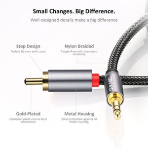 DUKABEL RCA to 3.5mm, 3.5mm to RCA Cable 2-Male RCA to AUX Cable Braided 1/8 to RCA Stereo Cable RCA Cable [24k Gold-Plated & Double-Shielded] -Top Series(4ft/1.2m)