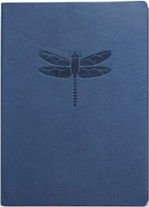 blue embossed dragonfly faux leather journal – lined