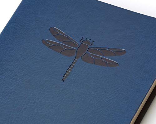 Blue Embossed Dragonfly Faux Leather Journal - Lined