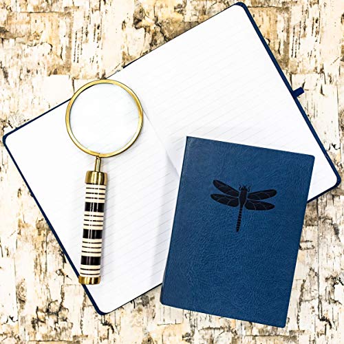 Blue Embossed Dragonfly Faux Leather Journal - Lined