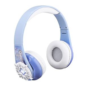 ekids disney frozen bluetooth headphones with ez link, wireless headphones with microphone and aux cord, kids headphones for school, home, or travel