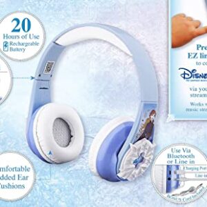 eKids Disney Frozen Bluetooth Headphones with EZ Link, Wireless Headphones with Microphone and Aux Cord, Kids Headphones for School, Home, or Travel