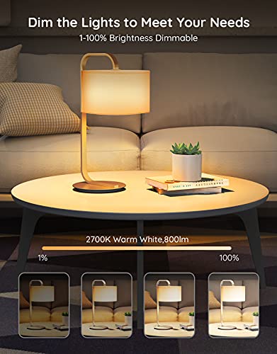 Govee Smart Light Bulbs, Wi-Fi and Bluetooth Light Bulbs, Works with Alexa & Google Assistant, 9W 60W Equivalent Dimmable LED Light Bulbs, 2700K Soft Warm White LED Bulbs, No Hub Required, 1 Pack