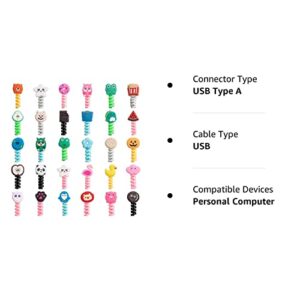 32 Pieces Colorful Cartoon Charger Cable Protectors USB Charger Cable Saver Silicone Animal Cable Buddies Flexible Cable Wire Protectors for Most Cellphone Data Lines (Cute Style,2 x 3 cm)