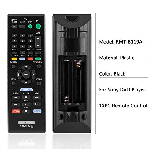 New RMT-B119A Remote Compatible with Sony Blu-Ray Disc DVD Player BDP-BX59 BDP-S390 BDP-S590 BDP-BX110 BDP-S1100 BDP-S3100 BDP-BX310 BDP-BX510 BDP-S580 DP-BX510 BDP-BX59 BDP-BX39