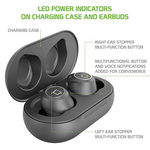 Wireless V5 Bluetooth Earbuds Compatible with Canon EOS M50 EF-M with Charging case for in Ear Headphones. (V5.0 Black)