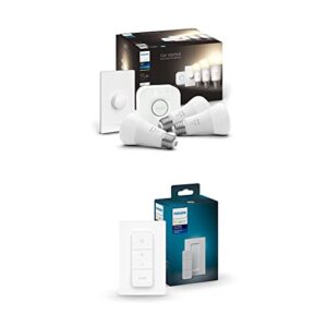 philips hue white 75w 1100lm smart button starter kit + dimmer switch