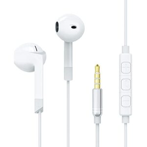 wired earbuds in-ear headphones with microphone,hifi stereo ear phones-powerful bass ear buds-tangle-free cord-3.5mm jack earphones-comfortable&compatible with iphone ipad laptop android school sports