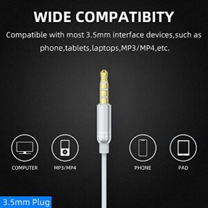 Wired Earbuds In-Ear Headphones with Microphone,HiFi Stereo Ear Phones-Powerful Bass Ear Buds-Tangle-Free Cord-3.5mm Jack Earphones-Comfortable&Compatible with iPhone iPad Laptop Android School Sports