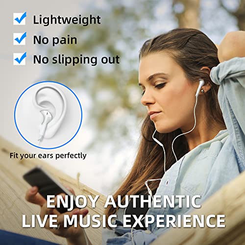 Wired Earbuds In-Ear Headphones with Microphone,HiFi Stereo Ear Phones-Powerful Bass Ear Buds-Tangle-Free Cord-3.5mm Jack Earphones-Comfortable&Compatible with iPhone iPad Laptop Android School Sports