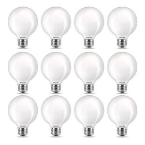 philips led frosted flicker-free g25 light bulb, eyecomfort technology, non-dimmable, 500 lumen, soft white light (2700k), 5.5w=60w, e26 base, 12-pack