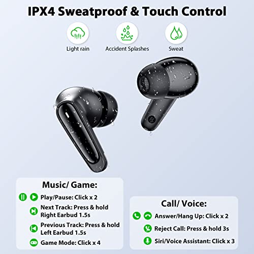 COOYA Wireless Earbuds Bluetooth 5.2 Headphones for Samsung S23 Ultra S22 A14 A53 Gaming Headsets Dual Mic Dynamic Drivers 36H Playtime ENC Stereo Earphones for iPhone 14 Pro Max 13 Pixel 7 OnePlus 11