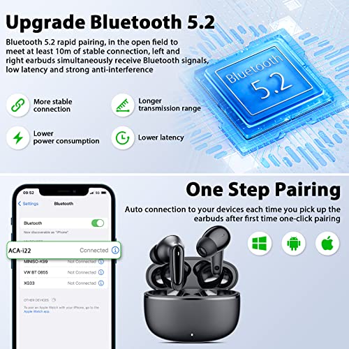 COOYA Wireless Earbuds Bluetooth 5.2 Headphones for Samsung S23 Ultra S22 A14 A53 Gaming Headsets Dual Mic Dynamic Drivers 36H Playtime ENC Stereo Earphones for iPhone 14 Pro Max 13 Pixel 7 OnePlus 11