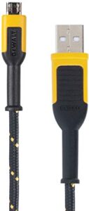 dewalt reinforced braided cable for micro-usb, micro-usb cable, usb to micro-usb cable, android charger cord, phone charger android, micro usb cable 4ft