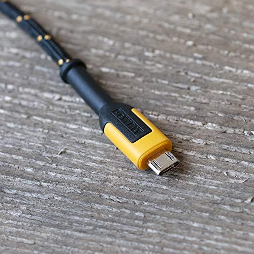 DEWALT Reinforced Braided Cable for Micro-USB, Micro-USB Cable, USB to Micro-USB Cable, Android Charger Cord, Phone Charger Android, Micro USB Cable 4ft